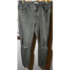 Good American Good Legs Skinny Jeans Black Distressed High Rise